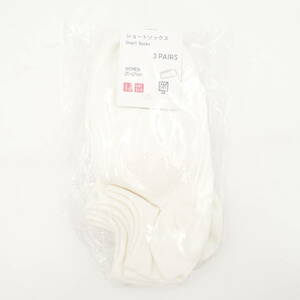 UNIQLO ユニクロ ショートソックス 3足組/25-27㎝/未使用 タグ付き/WOMEN/00 WHITE/11537