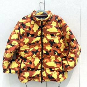 A BATHING APE アベイシングエイプ ダウンジャケット BAPE camo 001LJD801013X　オレンジ カモ　2XL