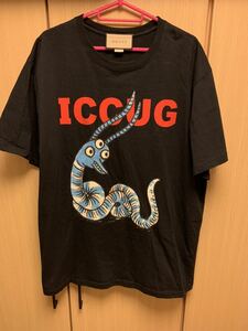 正規 GUCCI グッチ ICCUG ロゴ Freya Hartas フレイヤ ハルタス Tシャツ 黒 L 548334 XJDJW