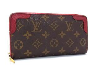 1円 LOUIS VUITTON ヴィトン M61854 モノグラム ジッピーウォレット レティーロ ラウンドファスナー 長財布 ブラウン系×レッド系 FL3361