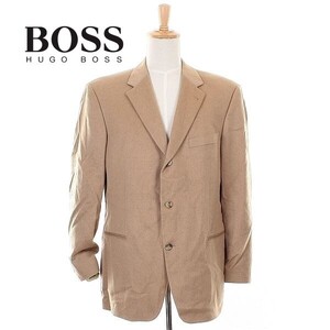 A4518/極美品 秋冬 総裏 HUGO BOSS ヒューゴボス COLOMBO キャメル100 テーラード シングル3Bジャケット 44R 茶/USA製 メンズ スーツ用