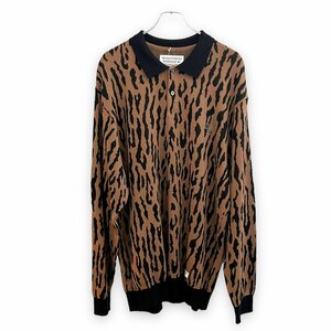 WACKO MARIA 22AW LEOPARD KNIT POLO SHIRT XLサイズ ブラウン 22FW-WMK-KN21 ワコマリア レオパードニット ポロシャツ セーター