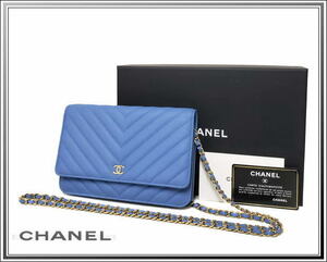 ☆美品CHANEL/シャネル シェブロン Vステッチ チェーンウォレット 財布 斜め掛けショルダーバッグ キャビアスキン 27番台 送料税込み！