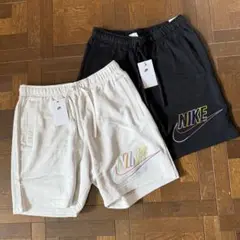 ハーフパンツ NIKE カラフルロゴ 2点セット ブラック アイボリーホワイトS