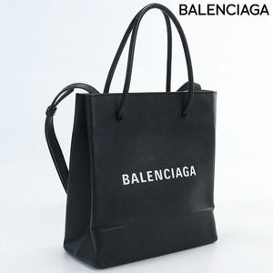 中古 バレンシアガ トートバッグ レディース ブランド BALENCIAGA ショッピングトート XXS レザー 555140 ブラック バッグ