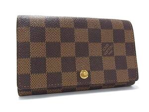 1円 LOUIS VUITTON ルイヴィトン N61730 ダミエ ポルトモネ ビエ トレゾール 二つ折り 財布 ウォレット ブラウン系 FL2816