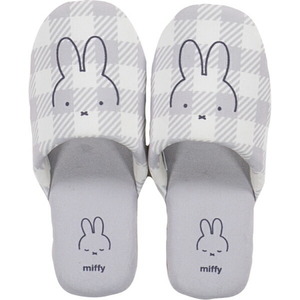 ミッフィー miffy チェックライン スリッパ グレー トイレ 日用品