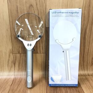 ○送料無料/未使用品/LEDライト付 拡大鏡 LED unframed magnifier/LED ハンドルーペ/LED 手持ちルーペ/LED 拡大鏡/LED 虫眼鏡