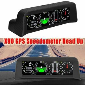 AB022:x90 GPSスピードメーターヘッドアップ pmh kmh傾斜計傾斜計コンピューター車 コンパス時計経度