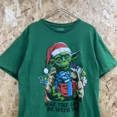 スターウォーズ　クリスマス　ヨーダ　半袖Tシャツ　メンズM 緑　g1