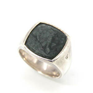 TOM WOOD トムウッド リング Cushion Green Marble Ring #52 クッション グリーン マーブル SV925 ロジウムメッキ 12号 28008143