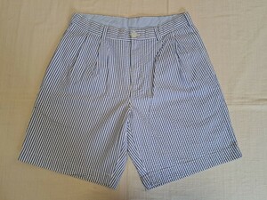 ■【大人/キレイメ】346 BROOKS BROTHERS (ブルックスブラザーズ) タック入り シアサッカー ストライプ柄 ショートパンツ【W31 相当】■