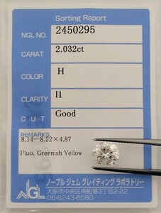 【5/26(日)】天然ダイヤモンドルース 2.032ct 鑑別 NGL│A5925sw【Iクラス】