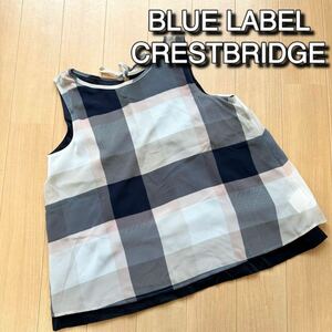 【2way】ブルーレーベルクレストブリッジ BLUE LABEL CRESTBRIDGE ノースリーブ タンクトップ リバーシブル ネイビー ピンク サイズ38