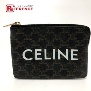 CELINE セリーヌ 10C662CA2 トリオンフ 小物入れ 小銭入れ コインケース PVC/レザー ブラウン ユニセックス【中古】