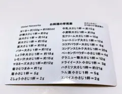 お料理 換算表 各調味料の大さじ一杯の重量がわかる早見表 マグネット