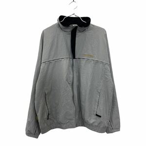 Reebok ジップアップジャケット Lサイズ程度 リーボック スポーツ ラバーロゴ グレー 古着卸 アメリカ仕入 t2208-3255