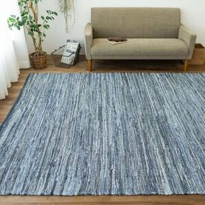 [送料込み]　デニム　ラグ　190×190 マット　絨毯 リビング　カーペット　インド　手織り　おしゃれ　インテリア　人気　他サイズあり　
