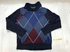 TOMMY HILFIGER トミーヒルフィガー メンズ ダイヤチェック ヘチマカラー ニットセーター S/P ダークブルー他