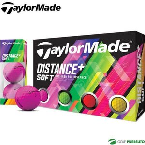 [訳あり・箱潰れ] TaylorMade distance plus soft テーラーメイド ディスタンス+ ソフト 1ダース（12球） 2019モデル カラー：マルチカラー