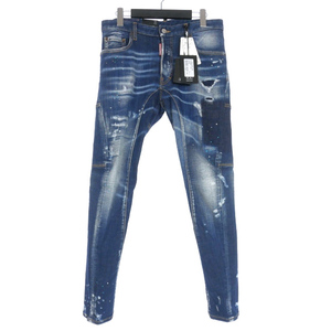 未使用品 ディースクエアード DSQUARED2 22AW PAINT WASH TIDY BIKER JEANS バイカージーンズ デニムパンツ 44 インディゴ S71LB1135