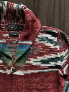 【幻】極美品 RRL NATIVE SHAWL COLLAR CARDIGAN ダブルアールエル ネイティブ ニット カーディガン ハンドニット ラルフローレン XS