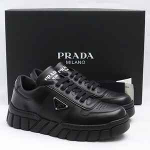 26cm相当 PRADA レザー スニーカー サイズ7 ブラック 2EE378 プラダ 三角ロゴプレート