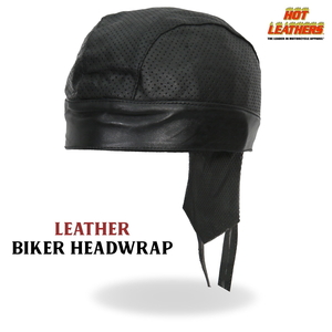 Hot Leathers レザー ヘッドラップ メッシュ [Perforated Leather] 本革 バンダナ ヘルメットインナー サイズフリー 米国直輸入 バイクに!