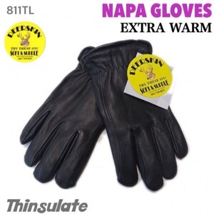 送料無料 NAPA GLOVES ナパ 鹿革 防寒 冬用 シンサレート グローブ 811TL-XL ブラック EXTRA WARM 裏地付 ディアスキン ロングセラー