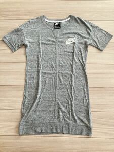 着画有 美品 送料無料★NIKEナイキ★ジムビンテージ半袖Tシャツドレスワンピース/XSサイズグレー★ロング丈長子供にもシンプルロゴ薄手