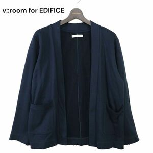 v::room for EDIFICE ブイルーム フォー エディフィス 通年 カットオフ★ スウェット カーディガン 羽織り Sz.M　メンズ 紺　C4T02669_3#O