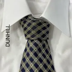 DUNHILL ダンヒル 格子 ジャガード デザイン シルク ネクタイ 英国製