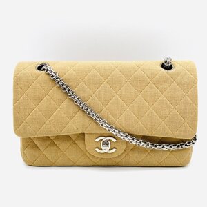 シャネル CHANEL マトラッセ コットン ショルダーバッグ Wフラップ ベージュ ６番台 2000年 レディース 6-7-239