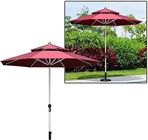 2.7m/8.85ft Large Red Parasol Umbrella, Outdoor Patio Umbrellas, Round Garden Sunbrella, Double Canopy, Sunscreen And Waterproof,