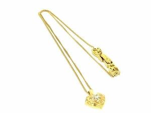 ■美品■ NINA RICCI ニナリッチ ロゴモチーフ ハート ラインストーン ネックレス ペンダント アクセサリー ゴールド系 DD7083