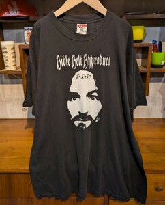 レア！90s BIBLE BELT BYPRODUCT バンドTシャツ XL メタル チャールズマンソン ビンテージ VINTAGE シリアルキラー ブラック USA製