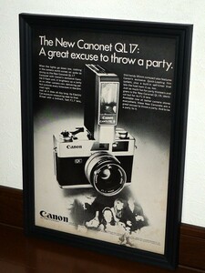 1971年 USA 洋書雑誌広告 額装品 Canon Canonet QL17 キャノン キャノネット (A4size) / 検索用 店舗 ガレージ ディスプレイ 装飾 看板