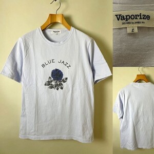 ★【送料無料 日本製】USED品 国内正規品 VAPORIZE ヴェイパライズ VA-10016 BLUE JAZZ ブルージャズ 青いバラ Tシャツ サイズ L USED