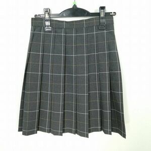 1円 スクールスカート 夏物 w66-丈49 チェック 中学 高校 プリーツ 学生服 制服 女子 中古 IN7437