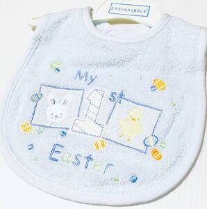 新品　アメリカ購入　BABYRAGEOUS　 ベビー スタイ　よだれかけ　『my 1st Easter　』　ブルー　うさぎさん＆ひよこ