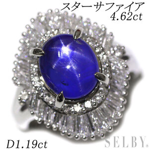 Pt900 スターサファイア ダイヤモンド リング 4.62ct D1.19ct 新入荷 出品1週目 SELBY