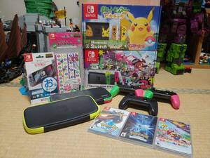 Nintendo Switch 本体 Lets Go Pikachu & Splatoon 2 Limited Edition / 海外版 3 Games / 3 Pro Controllers / 2 Cases & Accessories