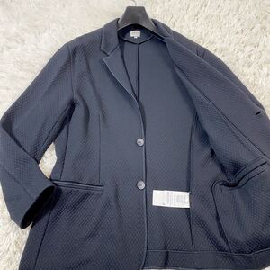 【美品 希少 3XL】ARMANI COLLEZIONI アルマーニコレッツオーニ テーラードジャケット アンコン ストレッチ ネイビー 2B ワッフル 大きい