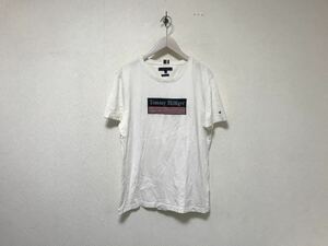 本物トミーヒルフィガーTommy Hilfigerコットンロゴワッペン半袖Tシャツメンズアメカジサーフミリタリーワークトルコ製白L