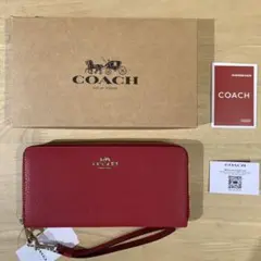 コーチ COACH ファスナー付レッド長財布【新品未使用正規品】