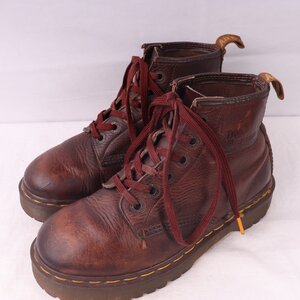 英国製ドクターマーチン UK5/23.5cm-24.0cm/6ホール 厚底 ブラウン 茶 イングランド ブーツ レディース dr.martens 中古 古着 dh4069