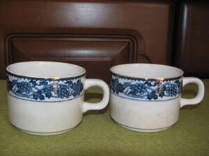 昭和レトロ★ニッコーダブルフェニックス 葡萄シリーズ NIKKO IRONSTONE JAPAN カップ 2客 DOUBLE PHOENIX 陶器★刻印あり★アンティーク