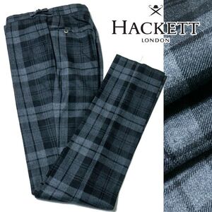 HL93w36 新品4万 秋冬 HACKETT LONDON ハケットロンドン タータンチェック トラウザーズ スラックス ベルトレス テーパード