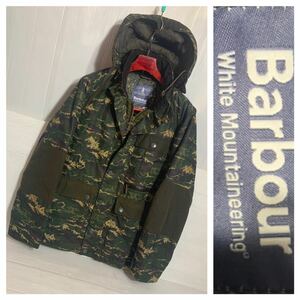 Barbour BEACON BRAND バブアー ×White Mountainneering ホワイトマウンテニアリング 迷彩カモフラ×茶 オイルドジャケット　L バーブァー