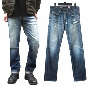 AG エージー MATCHBOX SLIM STRAIGHT 10Y加工 ストレートデニム 28 クラッシュ リペア マッチボックス 10YEARS ※レターパック発送可